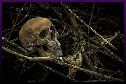 Evil eye curse ritual with scull