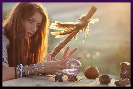 Casting black magic rituals and spells.